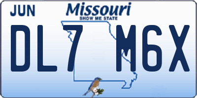 MO license plate DL7M6X