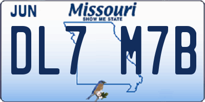 MO license plate DL7M7B