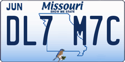 MO license plate DL7M7C
