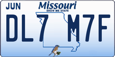 MO license plate DL7M7F