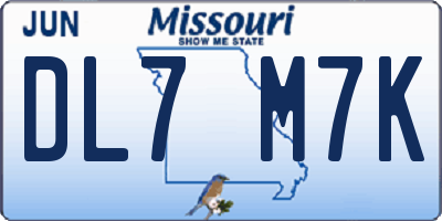 MO license plate DL7M7K