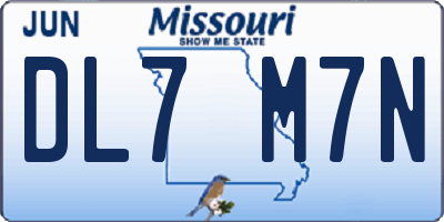 MO license plate DL7M7N