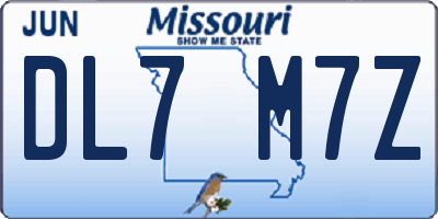 MO license plate DL7M7Z