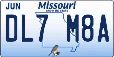 MO license plate DL7M8A