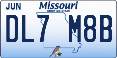 MO license plate DL7M8B