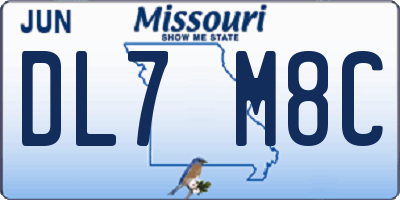 MO license plate DL7M8C