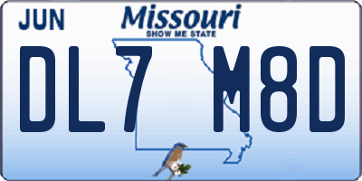 MO license plate DL7M8D
