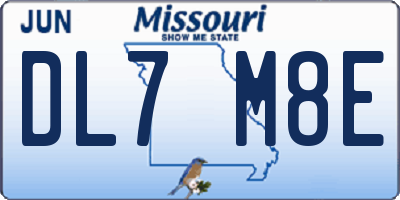 MO license plate DL7M8E
