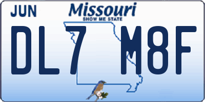 MO license plate DL7M8F