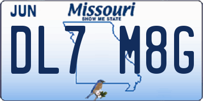 MO license plate DL7M8G