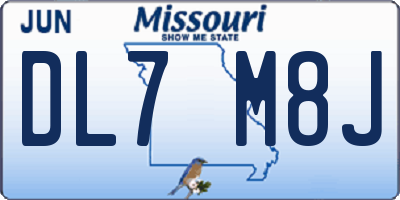MO license plate DL7M8J