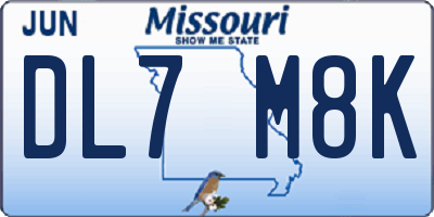 MO license plate DL7M8K