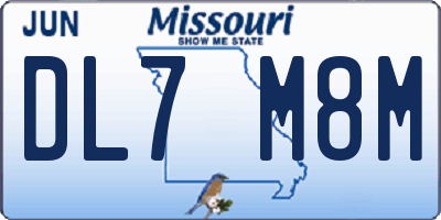 MO license plate DL7M8M