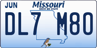 MO license plate DL7M8O