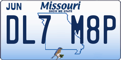MO license plate DL7M8P