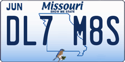 MO license plate DL7M8S