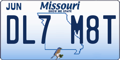 MO license plate DL7M8T