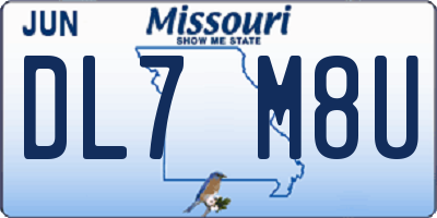 MO license plate DL7M8U