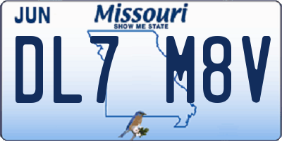 MO license plate DL7M8V