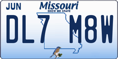MO license plate DL7M8W