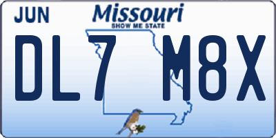 MO license plate DL7M8X