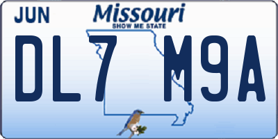 MO license plate DL7M9A