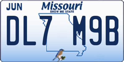 MO license plate DL7M9B