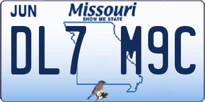MO license plate DL7M9C