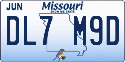 MO license plate DL7M9D