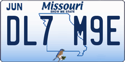 MO license plate DL7M9E