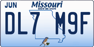 MO license plate DL7M9F