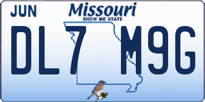MO license plate DL7M9G