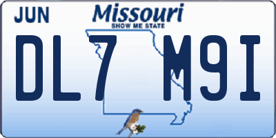 MO license plate DL7M9I