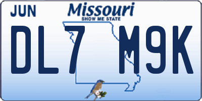 MO license plate DL7M9K