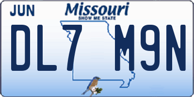 MO license plate DL7M9N