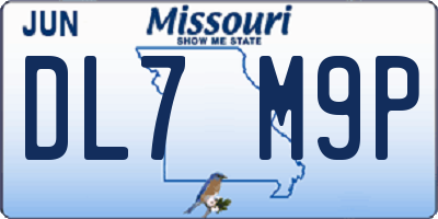 MO license plate DL7M9P
