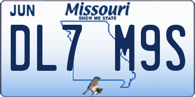 MO license plate DL7M9S