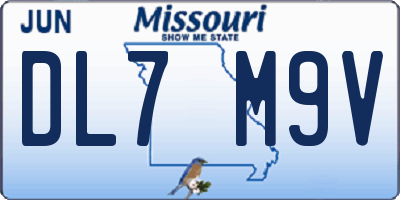 MO license plate DL7M9V