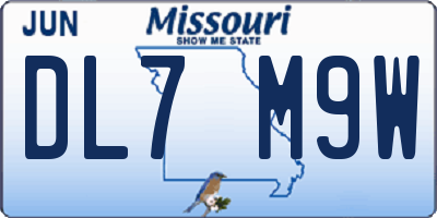 MO license plate DL7M9W