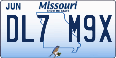 MO license plate DL7M9X