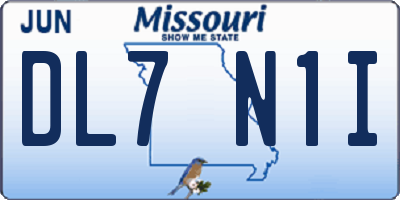 MO license plate DL7N1I