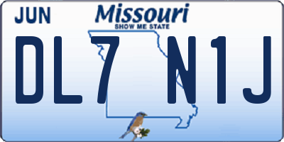 MO license plate DL7N1J