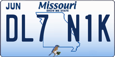 MO license plate DL7N1K
