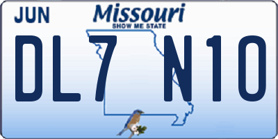 MO license plate DL7N1O