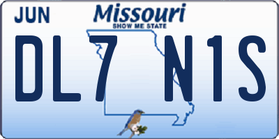 MO license plate DL7N1S