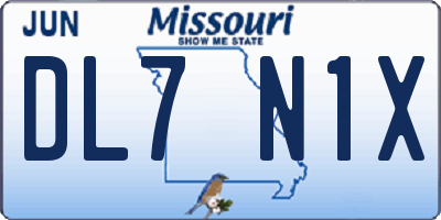 MO license plate DL7N1X