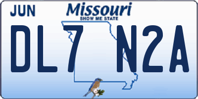 MO license plate DL7N2A