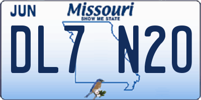 MO license plate DL7N2O