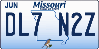 MO license plate DL7N2Z