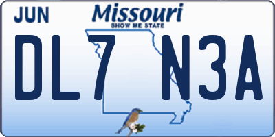 MO license plate DL7N3A